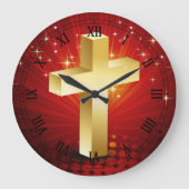 Elegante Gold Cross Weihnachtsmauer Uhr (Vorderseite)