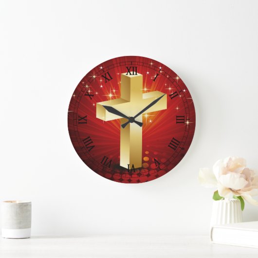Elegante Gold Cross Weihnachtsmauer Uhr (Zuhause)