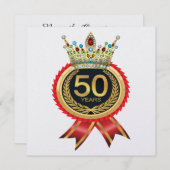 Elegante Gold Crown 50 Einladung (Vorne/Hinten)