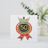 Elegante Gold Crown 50 Einladung (Stehend Vorderseite)