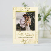 Elegante Gold Curls auf Cream Liebe & Dankesworte Dankeskarte (Stehend Vorderseite)