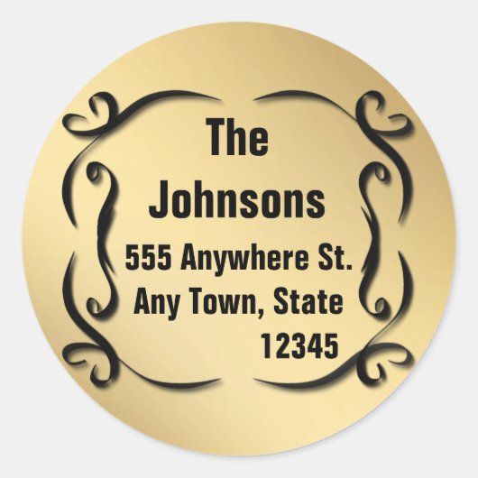 Elegante Gold Custom Address Siegel Stickers (Vorderseite)