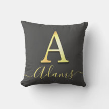 Elegante Gold Custom Monogram A Name Throw Pillow