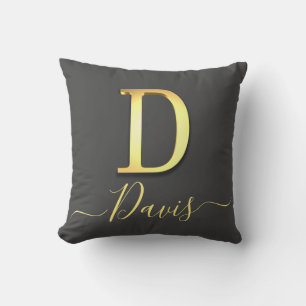Elegante Gold Custom Monogram D Name Throw Pillow Kissen