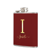 Elegante Gold Custom Monogram I Name Flask Flachmann (Links)