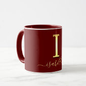 Elegante Gold Custom Monogram I Name Tasse (Vorderseite Links)