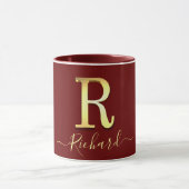 Elegante Gold Custom Monogram R Name Tasse (Zentrum)