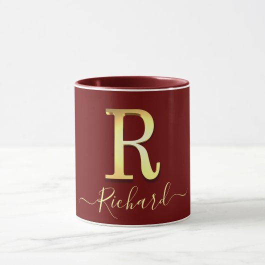 Elegante Gold Custom Monogram R Name Tasse (Zentrum)