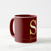 Elegante Gold Custom Monogram S Name Tasse (Vorderseite Links)