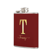Elegante Gold Custom Monogram T Name Flask Flachmann (Links)