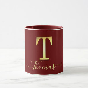 Elegante Gold Custom Monogram T Name Tasse
