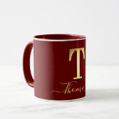 Elegante Gold Custom Monogram T Name Tasse (Vorderseite Links)