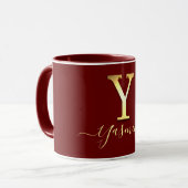 Elegante Gold Custom Monogram Y Name Tasse (Vorderseite Links)