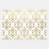 Elegante Gold Damask Blumenmuster Hochzeit Geschenkpapier Set (Vorderseite 2)