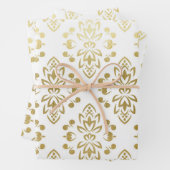 Elegante Gold Damask Blumenmuster Hochzeit Geschenkpapier Set (Beispiel)