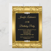 Elegante Gold Damask Foto Geburtstagsparty Einladung (Vorderseite)