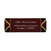 Elegante Gold & Dark Red Tartan Rücksendeadresse (Vorne)