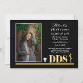 Elegante Gold DDS Asclepius Zahnarzt Abschluss Ankündigung (Vorderseite)