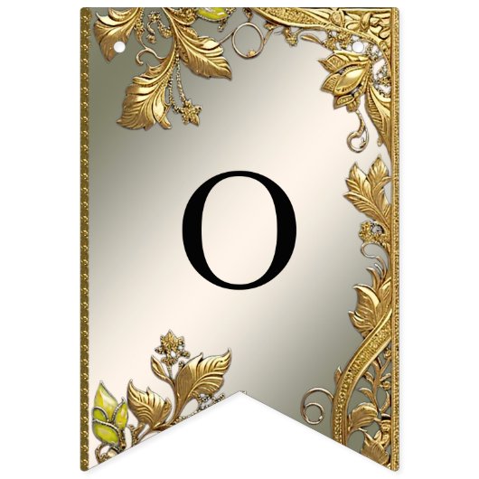 Elegante Gold Decorative Blumenjagd Flag Wimpelkette (Zweite Fahne)