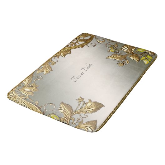 Elegante Gold Decorative Blumenmatte Badematte (Schrägansicht)