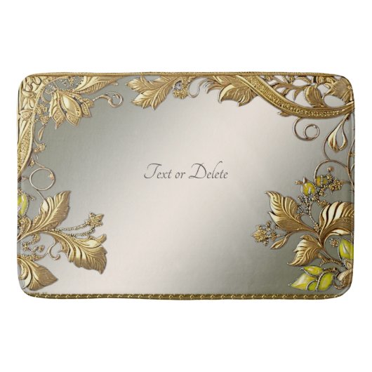 Elegante Gold Decorative Blumenmatte Badematte (Vorderseite)