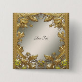 Elegante Gold Decorative Blumentaste Button (Vorderseite)