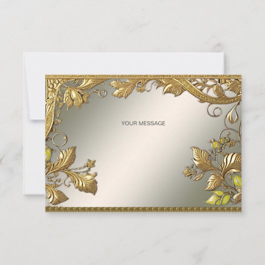 Elegante Gold Decorative Floral Dankeschön Karte (Rückseite)