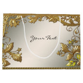 Elegante Gold Decorative Floral Geschenktasche Große Geschenktüte (Rückseite)
