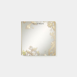 Elegante Gold Decorative Floral Post it Notes Post-it Klebezettel