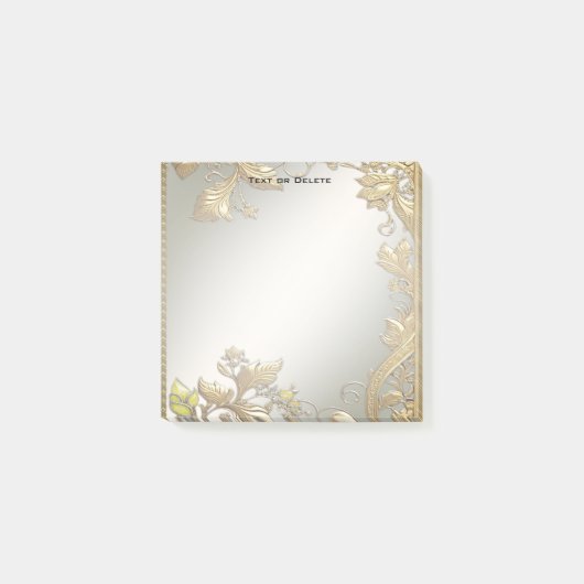 Elegante Gold Decorative Floral Post it Notes Post-it Klebezettel (Vorderseite)