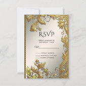 Elegante Gold Decorative, florierende RSVP-Karte RSVP Karte (Vorderseite)