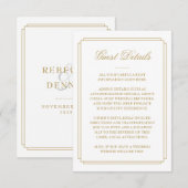 Elegante Gold Deko Wedding Guest Details Begleitkarte (Vorne/Hinten)