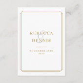 Elegante Gold Deko Wedding Guest Details Begleitkarte (Rückseite)