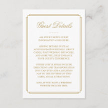 Elegante Gold Deko Wedding Guest Details