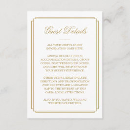 Elegante Gold Deko Wedding Guest Details Begleitkarte