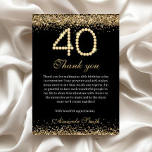 Elegante Gold-Diamanten 40. Geburtstags-Dankeskart