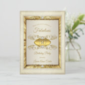 Elegante Gold Diamond Beige Cream Birthday Party Einladung (Stehend Vorderseite)