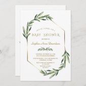 Elegante Gold Diamond Olive Baby Shower Einladung (Vorne/Hinten)