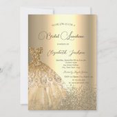 Elegante Gold Diamonds Dress Bridal Luncheon Einladung (Vorderseite)