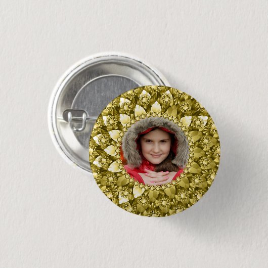 Elegante Gold Diamonds Print Foto Frame Button (Vorne & Hinten)