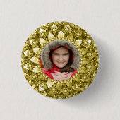 Elegante Gold Diamonds Print Foto Frame Button (Vorderseite)