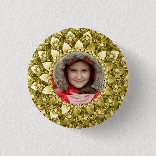Elegante Gold Diamonds Print Foto Frame Button (Vorderseite)