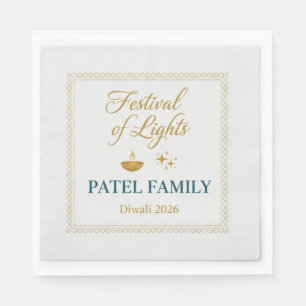 Elegante Gold-Diya-Mandala Frohes Diwali-Fest Pa Serviette