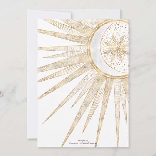 Elegante Gold Doodles Sun Moon Mandala Wedding Einladung (Rückseite)
