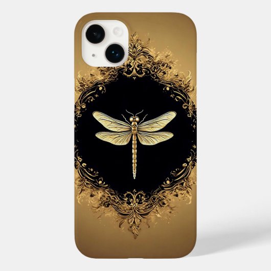 Elegante Gold Dragonfly-Illustration Case-Mate iPhone Hülle (Rückseite)