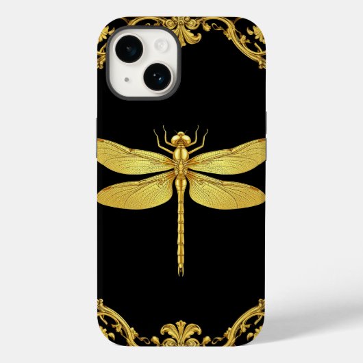 Elegante Gold Dragonfly-Illustration Case-Mate iPhone Hülle (Rückseite)