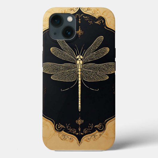 Elegante Gold Dragonfly-Illustration Case-Mate iPhone Hülle (Rückseite)