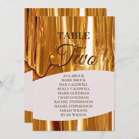Elegante Gold Drippings Tabelle 2 Zwei Sitzkarten Einladung (Vorne/Hinten)