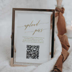 Elegante Gold druckbare Tischnummer Foto QR Code