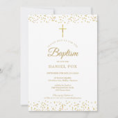 Elegante Gold Dust Taufe Christening Einladung (Vorderseite)